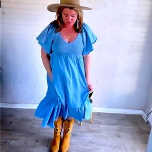 Lightweight Poppy flowy layer cake peasant, dress